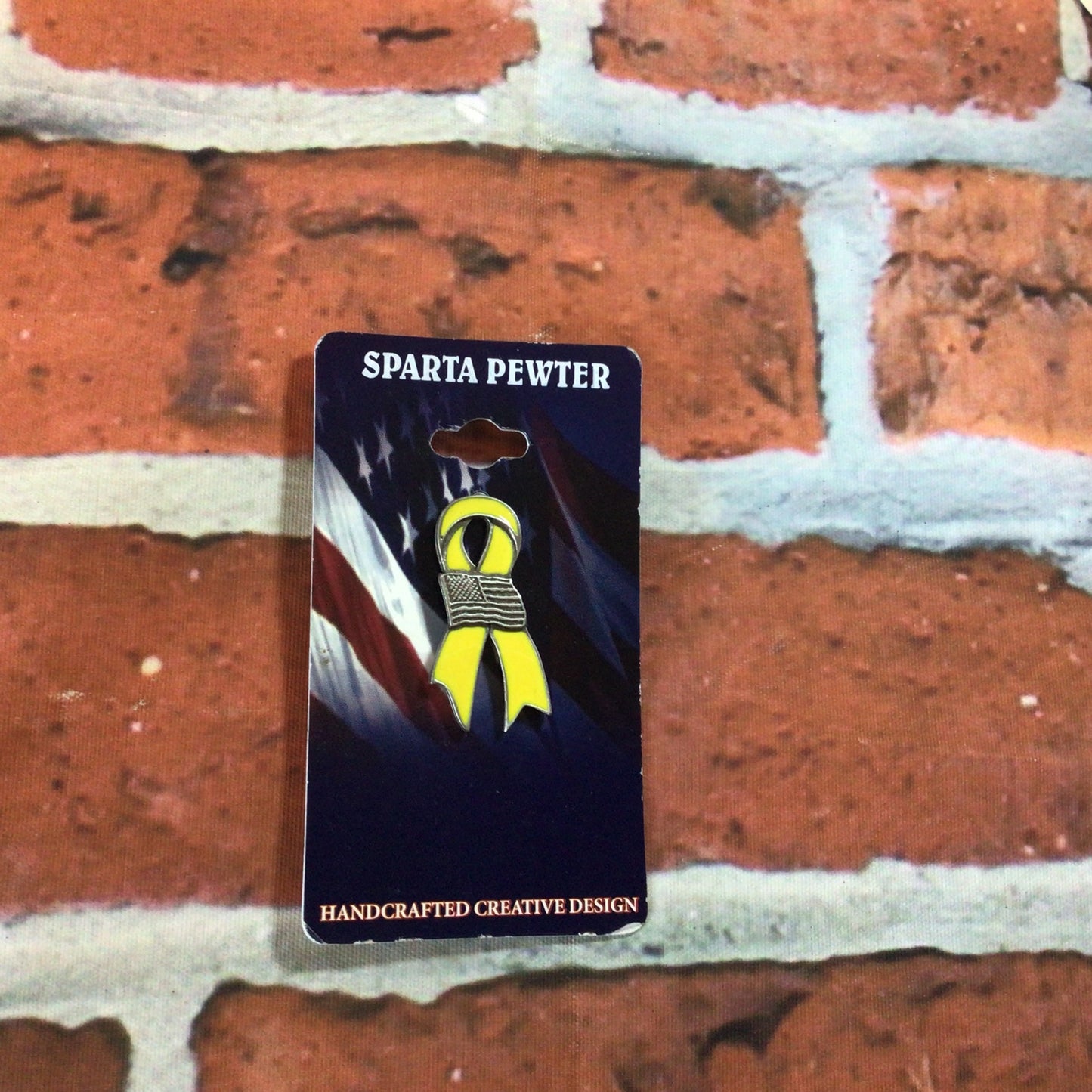 Pin Yellow Ribbon with Flag