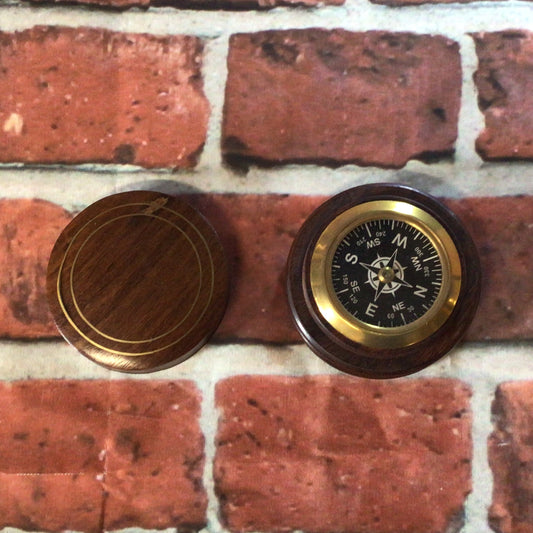 3" wood Compass w/ lid
